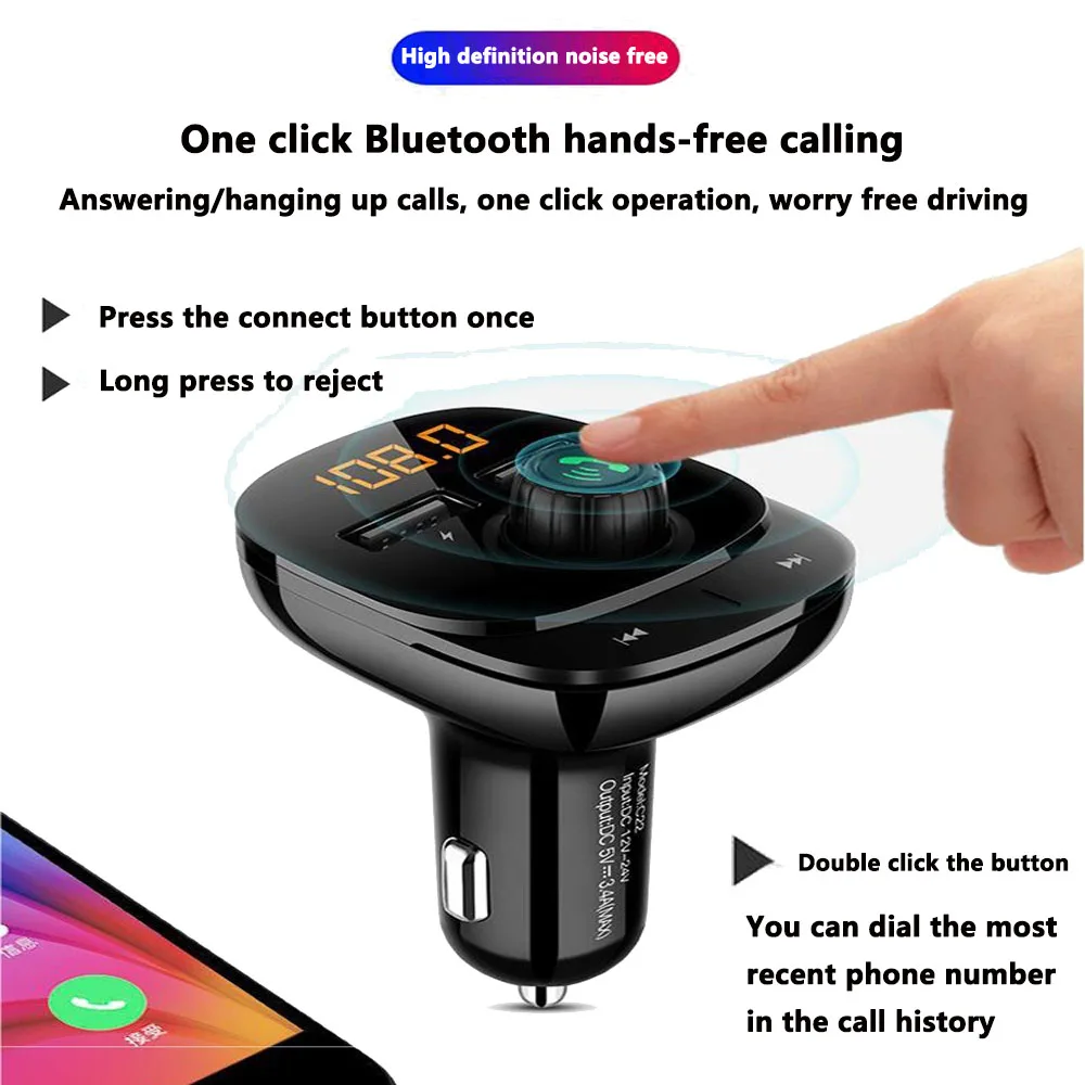 Car Bluetooth Music Player with USB Flash Drive and Fast Charging