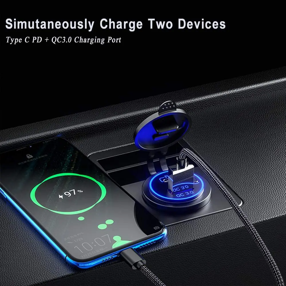 QC 3.0 USB  12V/24V ڵ  ܼƮ  (/ ġ )  ؾ Ʈ rv    ġ