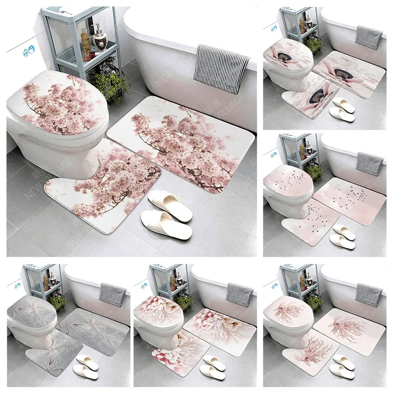 

Anti-slip Bath Mat Bathroom Rug Shower Mat Decorative Absorbent Foot Mat Entrance Bathtub toilet rug boho Nordic plant leaf