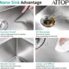 23 Inch Undermount Kitchen Sink Nano Coating Stainless Steel Kitchen Sink Medium Undermount Single Bowl Sink 4