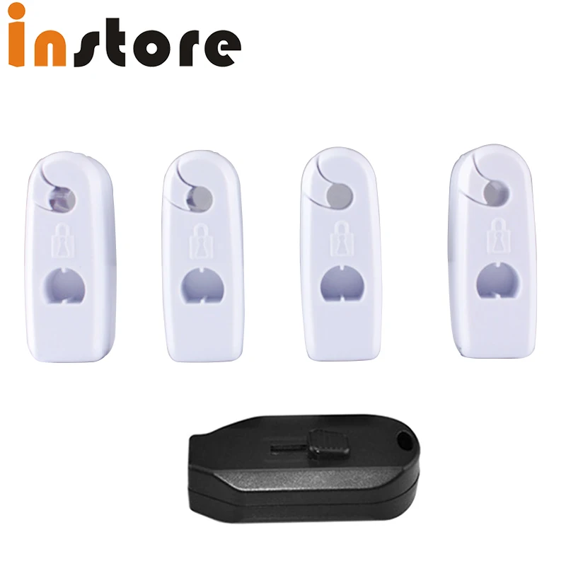 100x Against shoplifting plastic EAS hook stop lock catch for anti theft sweep display in retail shop +1 magnetic lockpick key