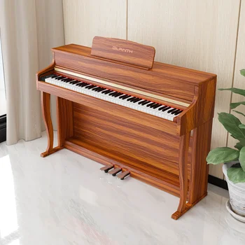 Professional 88-Key Weighted Digital Piano Push-Pull Cover & PVC Woodgrain 900 Tones & 256 Polyphony 50W 3D Stereo Speakers