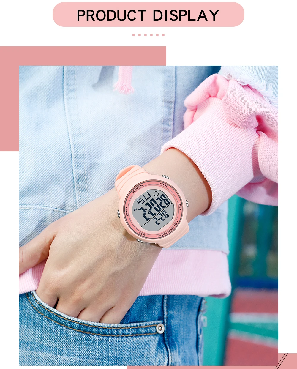 SANDA NEW Fashion Brand Sports Women Watches Fashion Casual Waterproof LED Digital Watch Female Wristwatches Women Clock 9002
