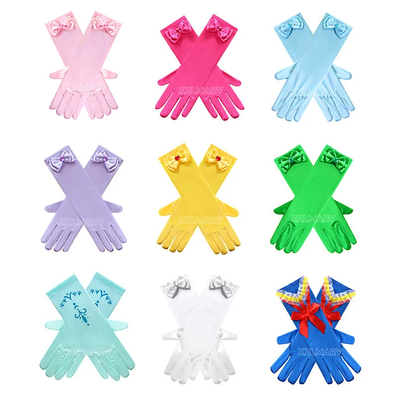 Girl Snow White Gloves Dress up Party Supplies Children Princess Cosplay Costume For Elsa Anna Belle