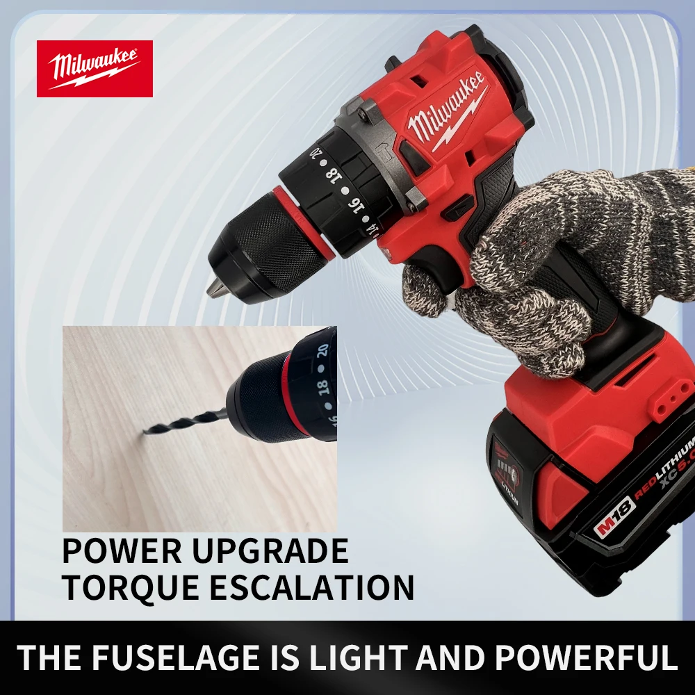 Milwaukee 150N.m Brushless Electric Impact Drill  Cordless Drill Driver Mini Electric Screwdriver Power Tool 18V Battery 2