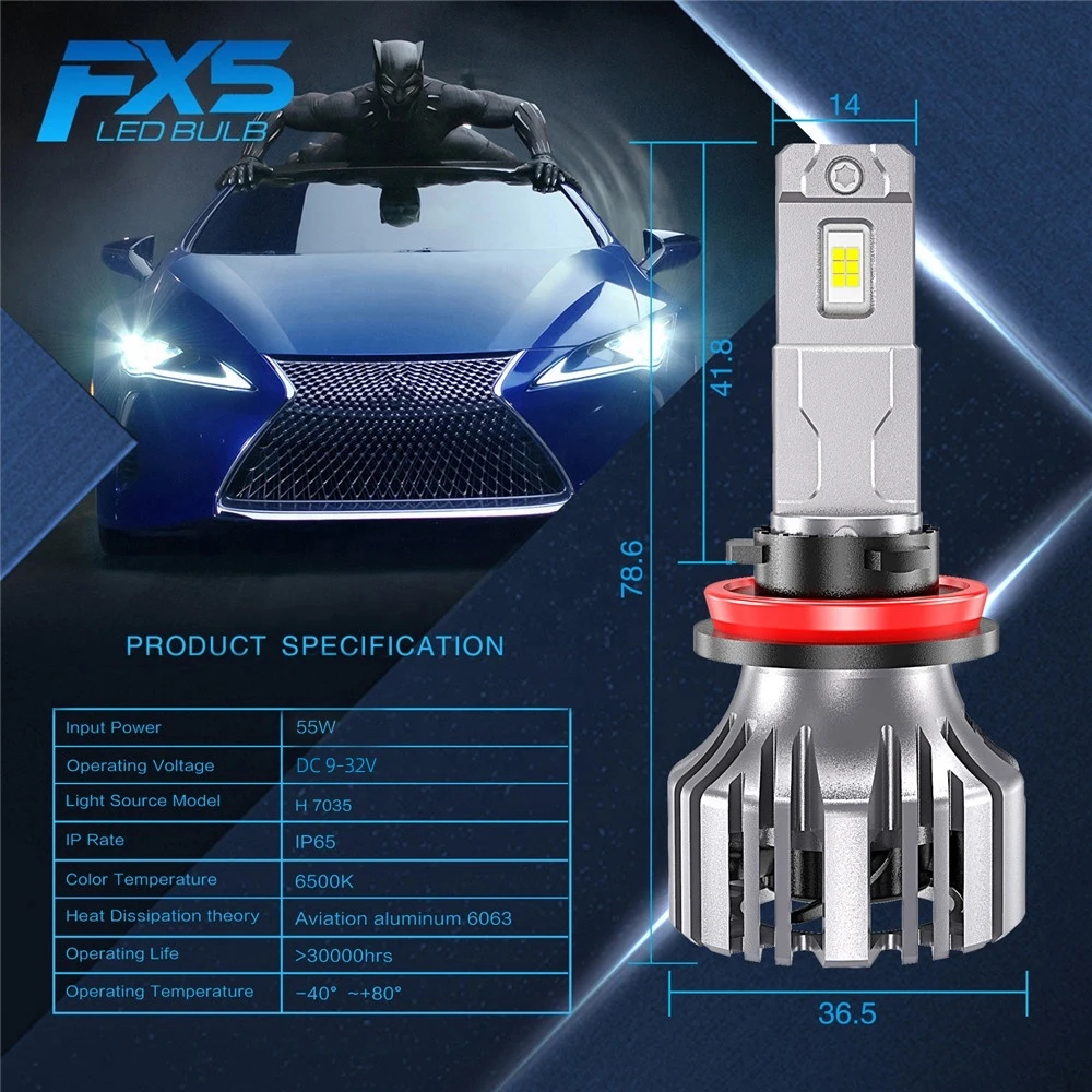 FX5 110W H7 H4 Led Headlight bulb 7035 Chip H1 H11 HB3 9005 HB4 9006 Turbo Lamp Led Light Kit for Car 12V