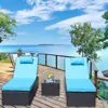 3-Piece Outdoor Patio Furniture Set Chaise, Couch Cushioned with Glass Coffee Table, Adjustable Back and Feet, Lounger Chair 2