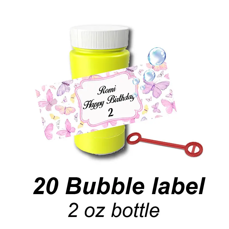 Personalized Watercolor Butterfly Juice Pouch Labels Water Bottle Wine Chips Bag Chocolate Candy Bar Tag Sticker Birthday Decor