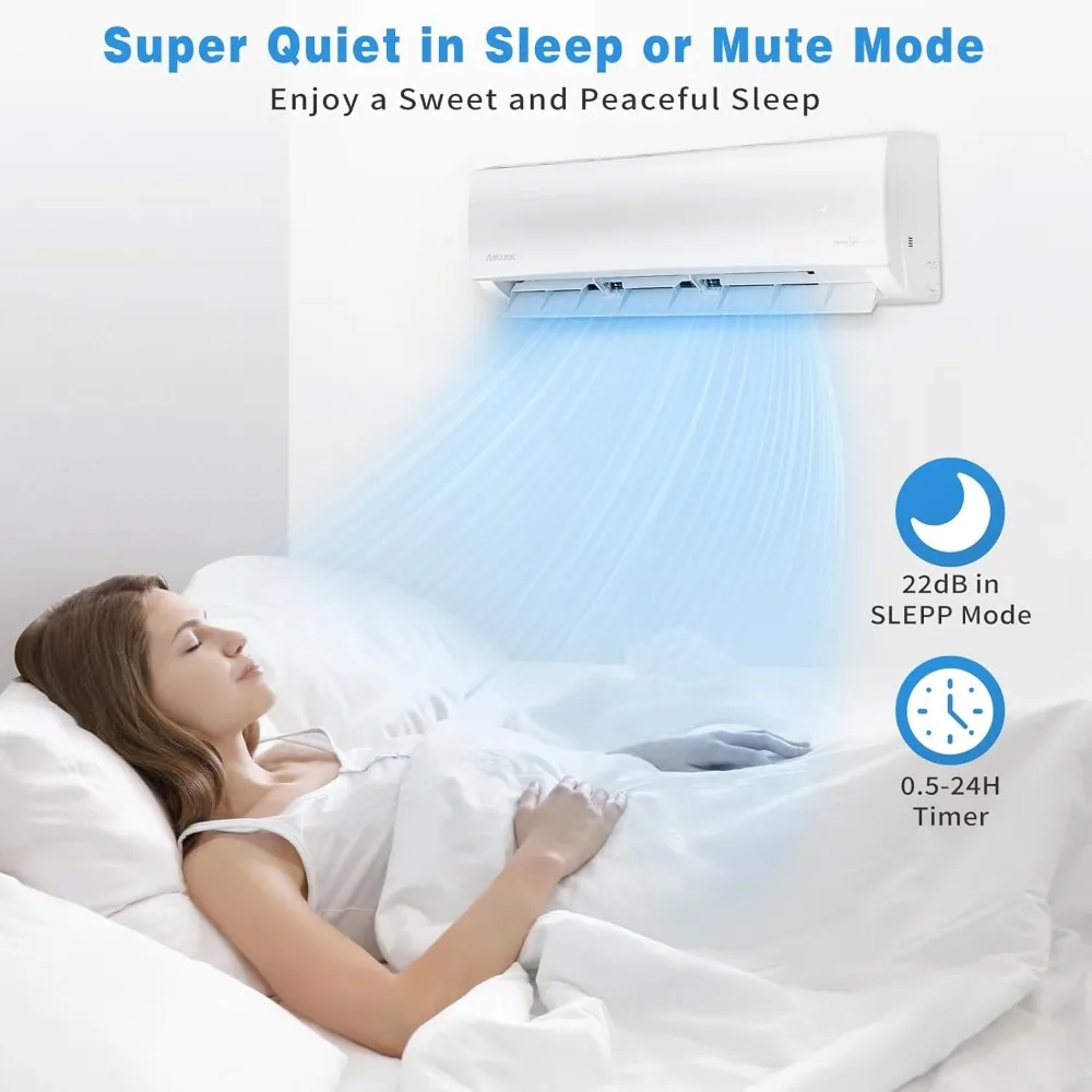 9000BTU Mini Split Air Conditioner Ductless Inverter Heat Pump, 208-230V 19SEER2,Min Split AC/Heating System, Energy Saving 5