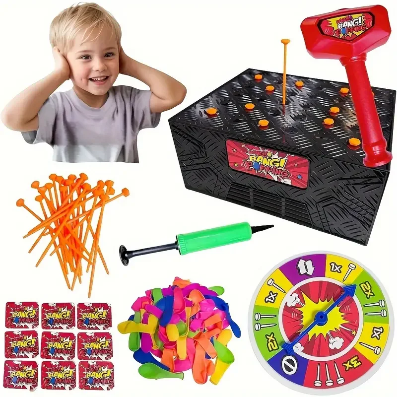 Deluxe Wack A Balloon Board Game Family Night Interactive Strategy Game Ages 3-6 Engaging Solo Multiplayer Experience for Party