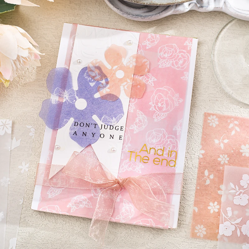 

10Sheets Transparent Background Material Paper White Decoration Scrapbook memo Journal Planner Label notebook 100*198MM