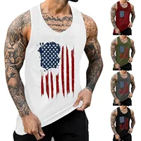 Mens Fitness Gyms Tank Top Us Independence Day Prints Men Sleeveless Shirt Male Breathable Sportswear Vest Gyms Running Vest New