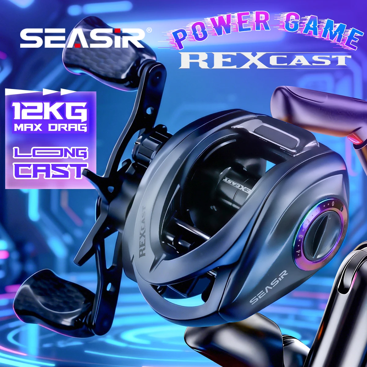 Seasir Rexcast Baitcasting Fishing Reel Long Cast Max Drag 12kg