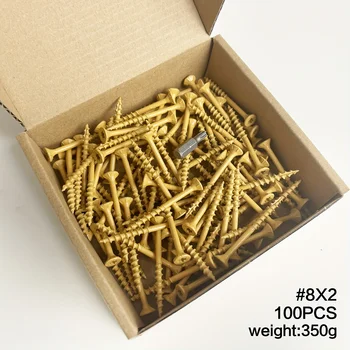[100 anti-corrosion wood screw combinations] Carbon steel, flat head, six petal drive,# 8, # 9, # 10 sizes