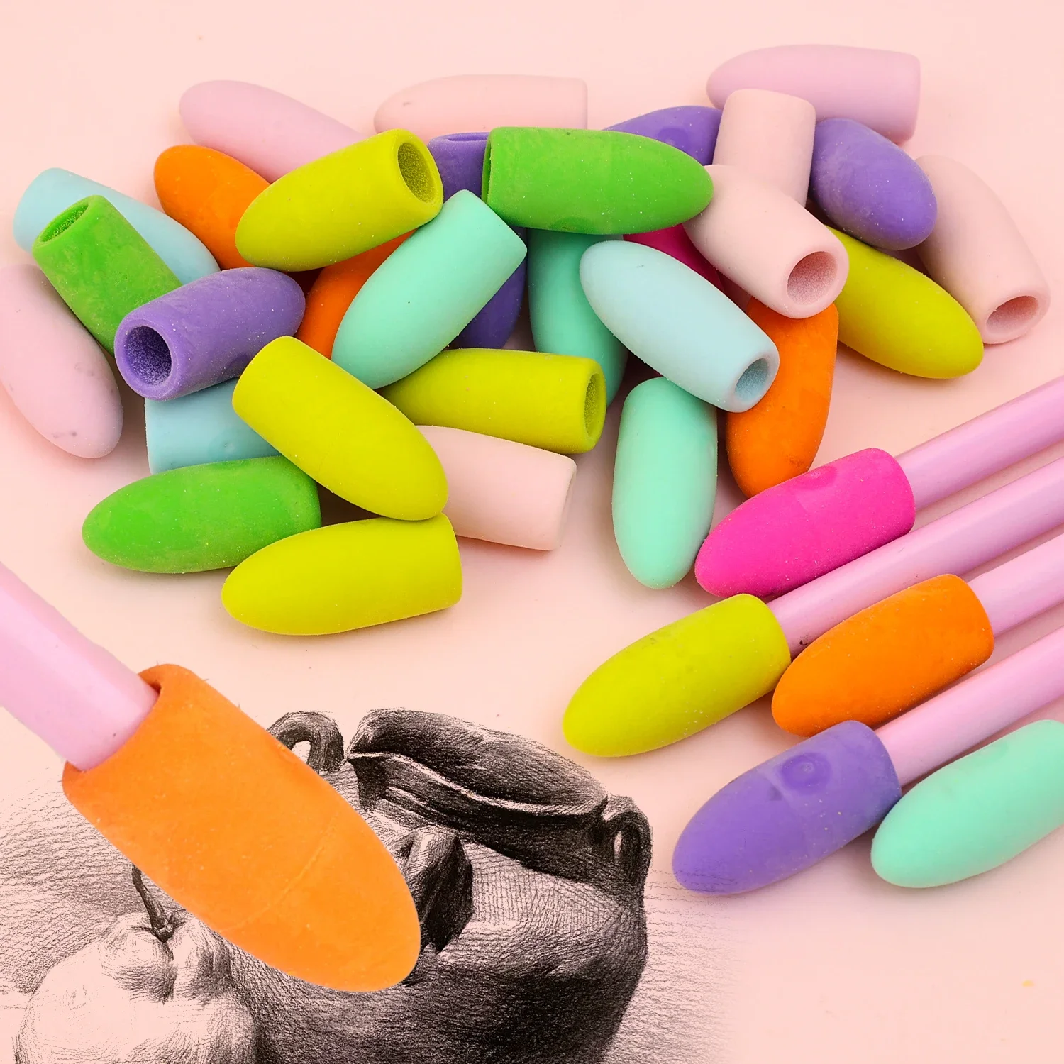 Multifunction Pencil Top Eraser Caps Wooden Pencils Erasers Topper Student Painting Correction Supplies Stationery Pen Cap pencil eraser eraser pen retractable eraser kneadable eraser eraser refillable pen biscuit eraser plasticine eraser