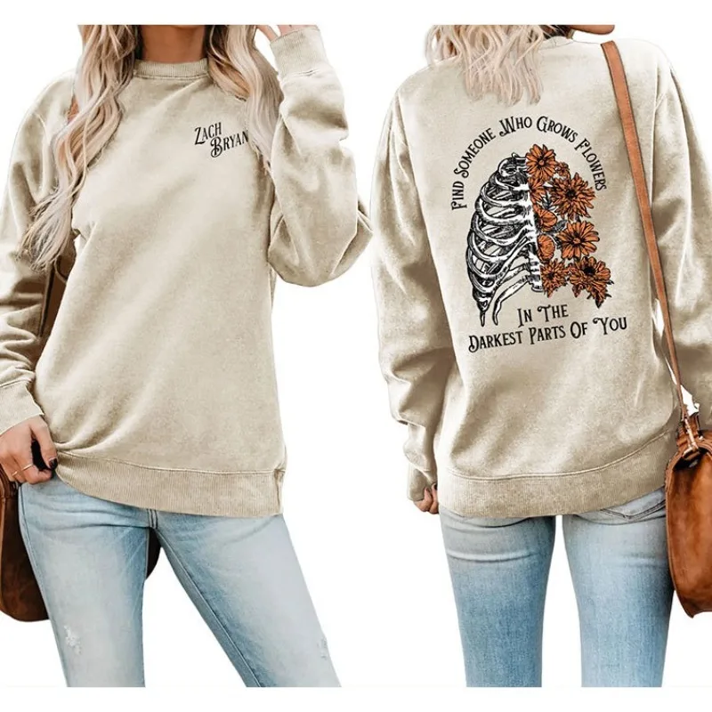 

2023 Autumn and Winter New Printed Sweatshirt Retro Casual Top Soft Printed Large Pullover Fashion Commuter Women's Wear