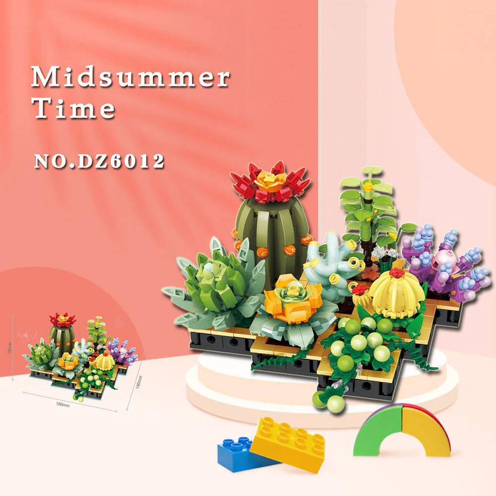 

New Creative Succulent Potted Flower Building Blocks Mini Plant Set Decoration Kids DIY Toys Girl Gift