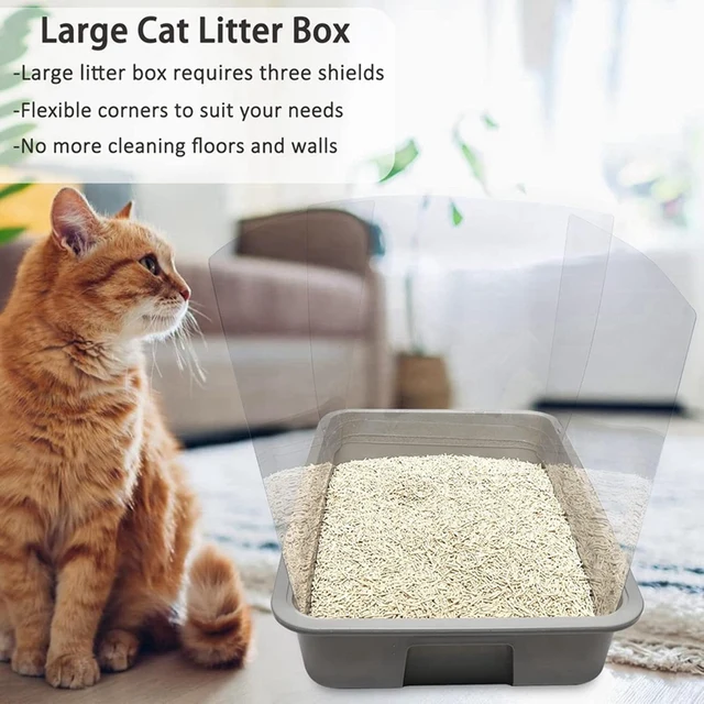 ABKW-Cat Litter Box Pee Shields, High Sided Litter Box Splash Guard, Seamless Urine Leakage Enclosure For Open Top Litter Pan 5
