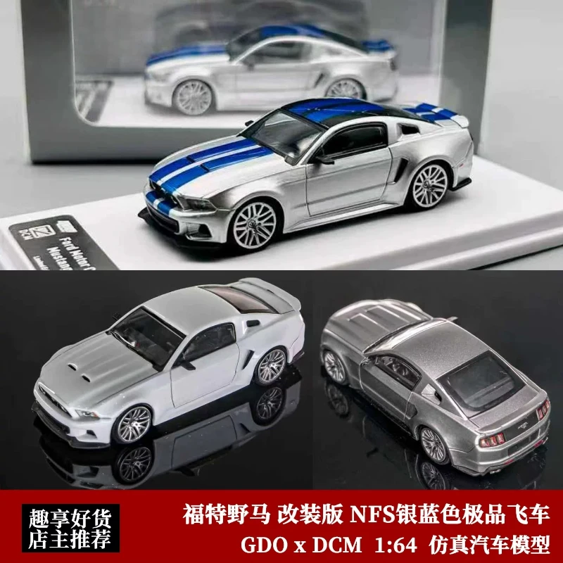 GDO & DCM 1:64 포드 머스탱 GT NFS 실버 블루 니드 포 스피드 무비..