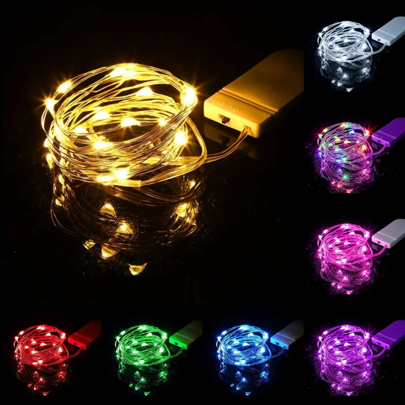 LED Fairy Lights Battery Operated String Lights Waterproof Silver Wire Firefly Starry Wedding Party Xmas Christmas Decor