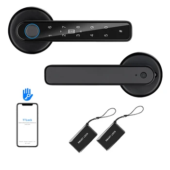 Password Handle Lock Biometric Fingerprint Password Key Unlock Anti Peeping Type-C Emergency Charge for Home Office Glass Doors 1