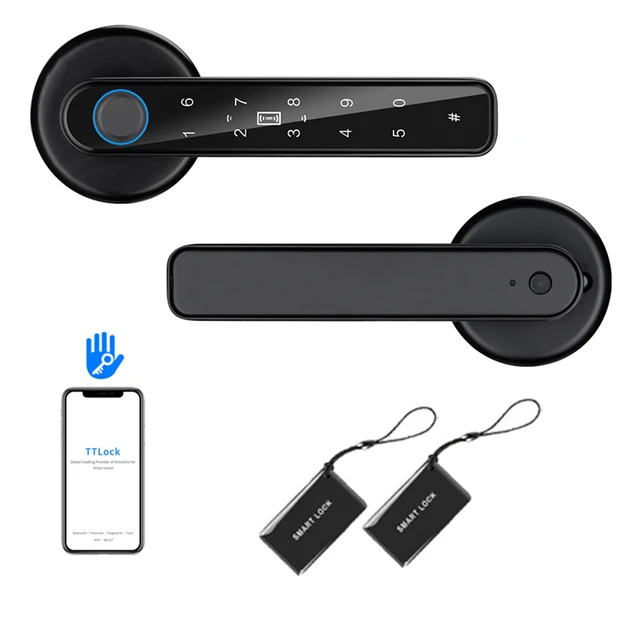 Password Handle Lock Biometric Fingerprint Password Key Unlock Anti Peeping Type-C Emergency Charge for Home Office Glass Doors 1