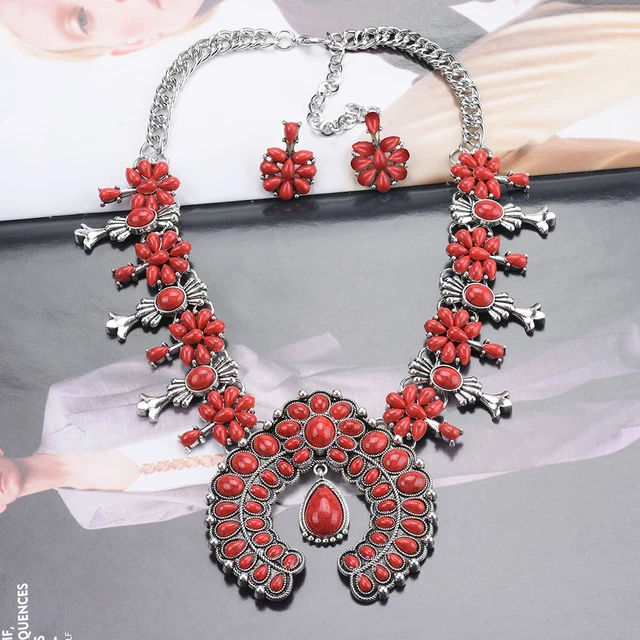 72738 - Heart Squash Blossom Necklace - Red & Copper | Your Fashion  Wholesale