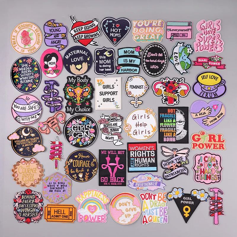 Feministischer Aufnäher Girl Power bestickte Aufnäher auf Kleidung zum Aufbügeln für Kleidung, thermoklebende Aufnäher auf Kleidung, Jacke – Detail 2