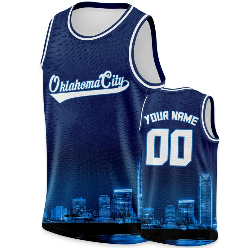 Blue Personalized Basketball Jerseys Custom City Night View Men T-shirt  Design Clothing Your Name Tank Top Baseket Tshirt - AliExpress