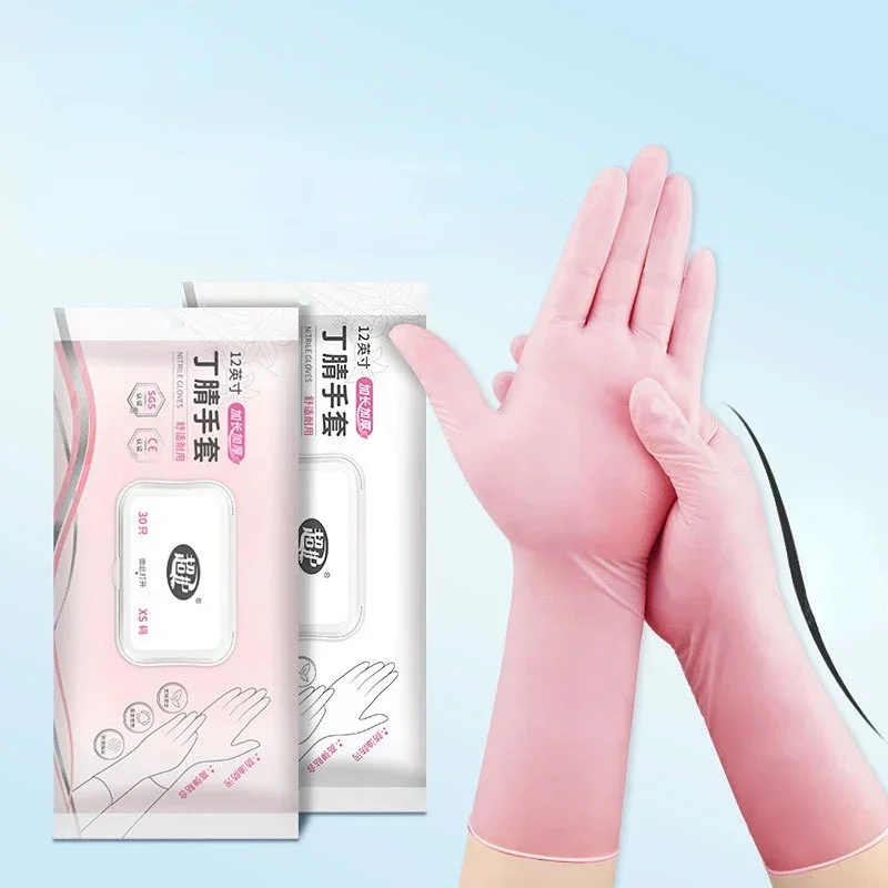 Disposable Dishwashing Gloves Ding Qing Pull-out Women's Housework Cleaning Kitchen Durable Extended Nitrile Household 3