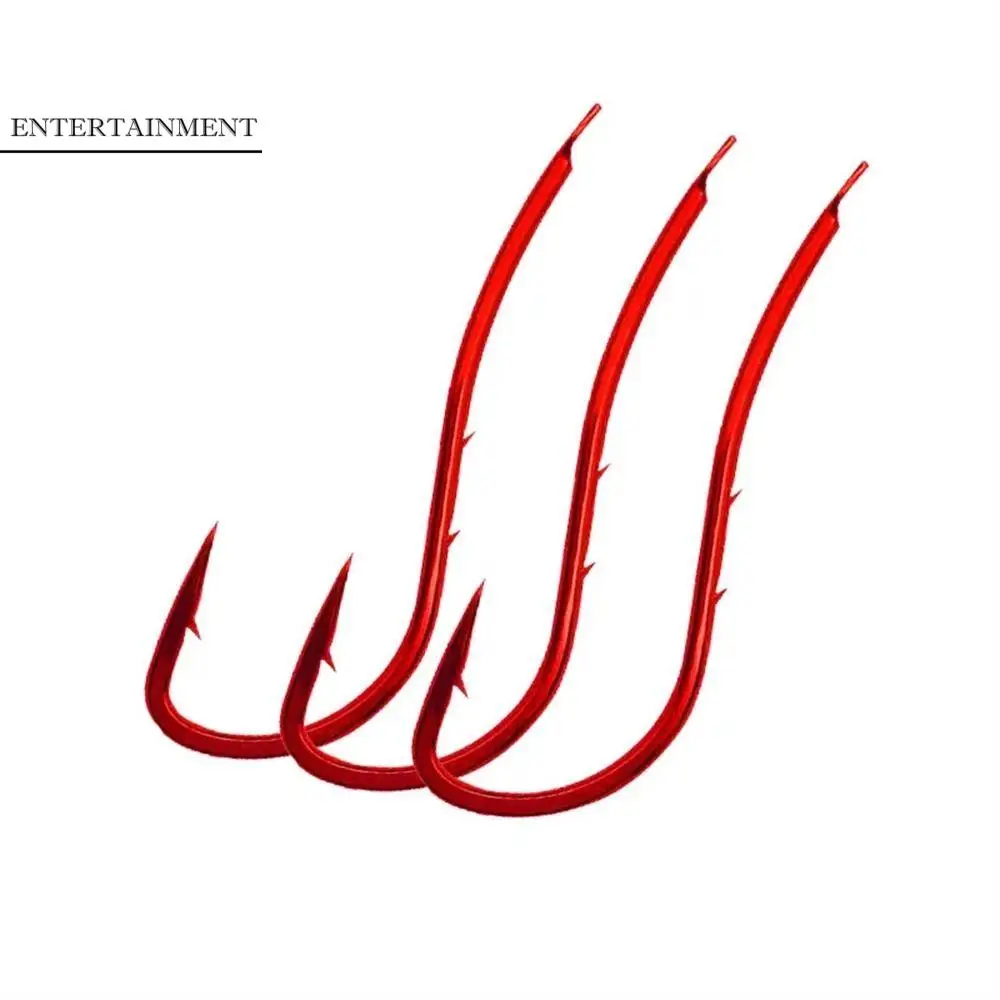 

20Pcs High Carbon Steel Fishing Hooks Double Shank Barbs Red Covering Live Bait Fishhook Baitholder Hook For Carp Fishing