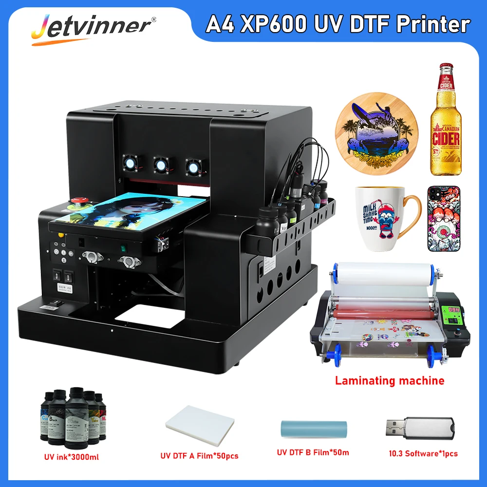

Automatic A4 UV Flatbed Printer For EPSON XP600 Print head with Bottle Holder For Bottle Phone Case A4 UV DTF Printing Machine