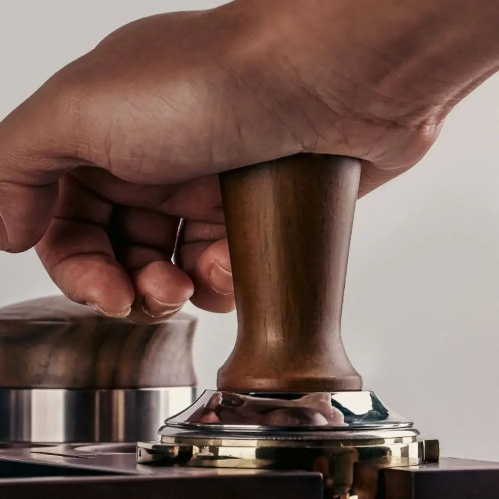 Portable 51/53/58MM Coffee Tamper Stainless Steel Base Wooden Handle Pressure Hammer Durable DIY Coffee Tool Espresso Making