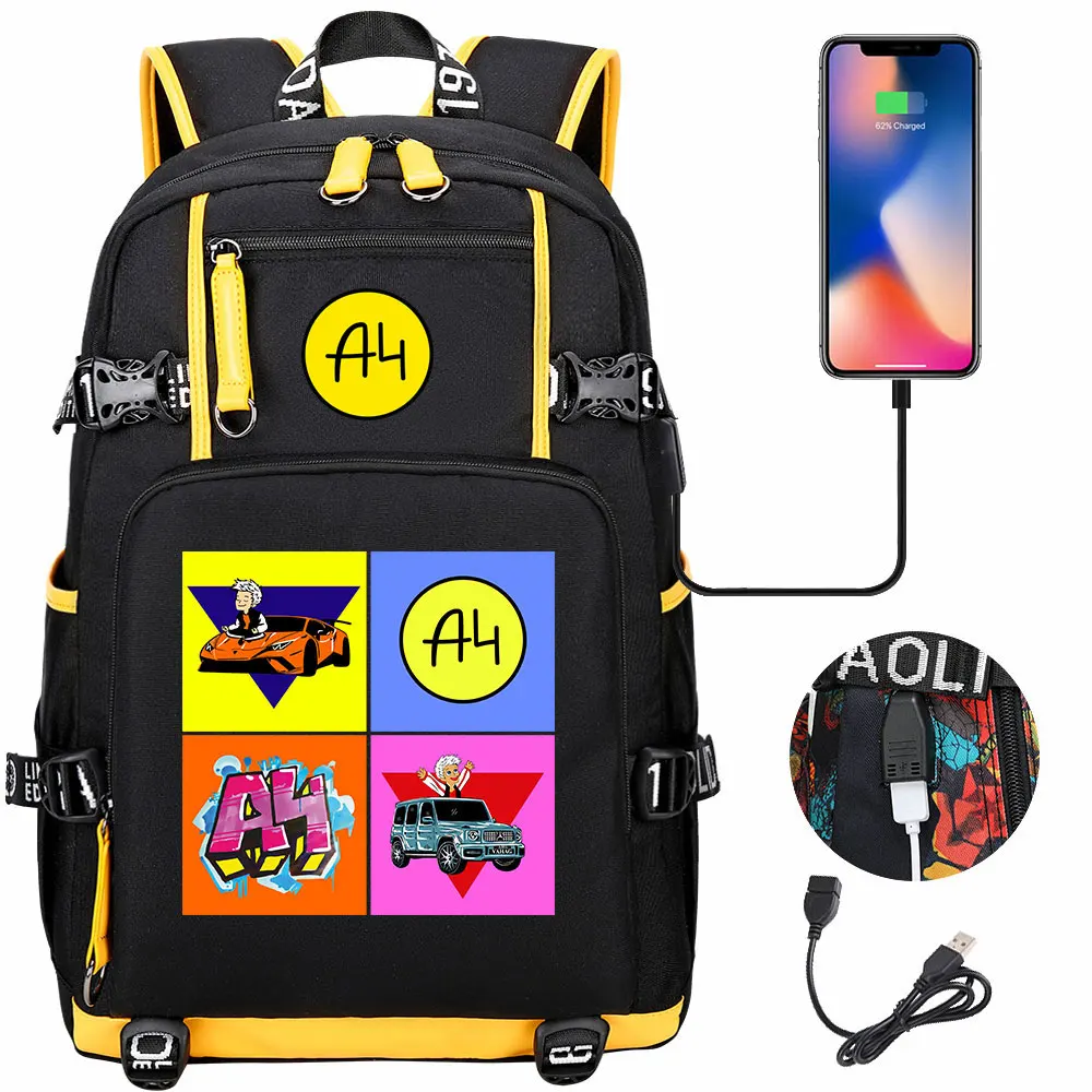 

New A4 Vlad Car USB Large Capacity Teenagers Student Schoolbags Women Men Laptop Travel Backpack Boy Girl School Book Bags