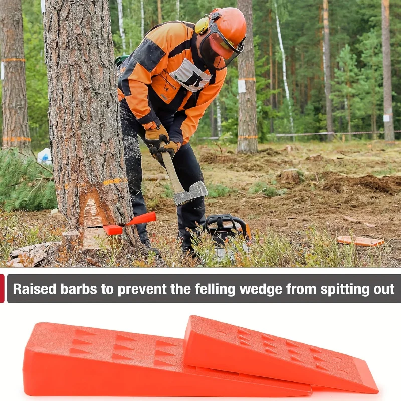 2-Pack Heavy-Duty Tree Felling Wedges Spiked Safety Logging Tool for Chainsaw Cutting, Multi-Purpose as Door/Utility Wedge