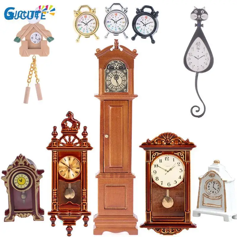 Multi Dollhouse Wall Clock Bird Octagonal Alarm Clocks Doll House Miniature Accessories Pretend Play Living Room Furniture Toys digital alarm clock temperature humidity weather forecast electronics desktop table watch aa battery living room bedroom