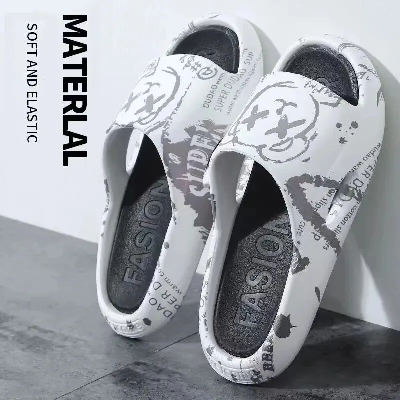 Summer Men's and Women's Slippers Cartoon Pattern Outdoor Street Beach Anti Slip Shoes Women's Slippers Couple Bathroom Anti SLI animated shoes non slip slippers beach slippers fashion slippers soft slippers soft non slip slippers