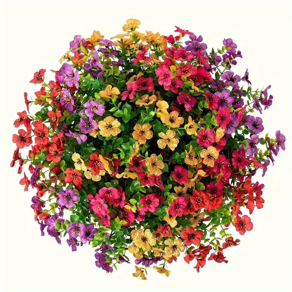 Artificial Plants Artificial Flowers Artificial Flower Artificial Flower Bouquet 12 Bundles Uv-Resistant Artificial Daisy Flowers Mixed Colors Faux Silk Boxwood Outdoor Decor