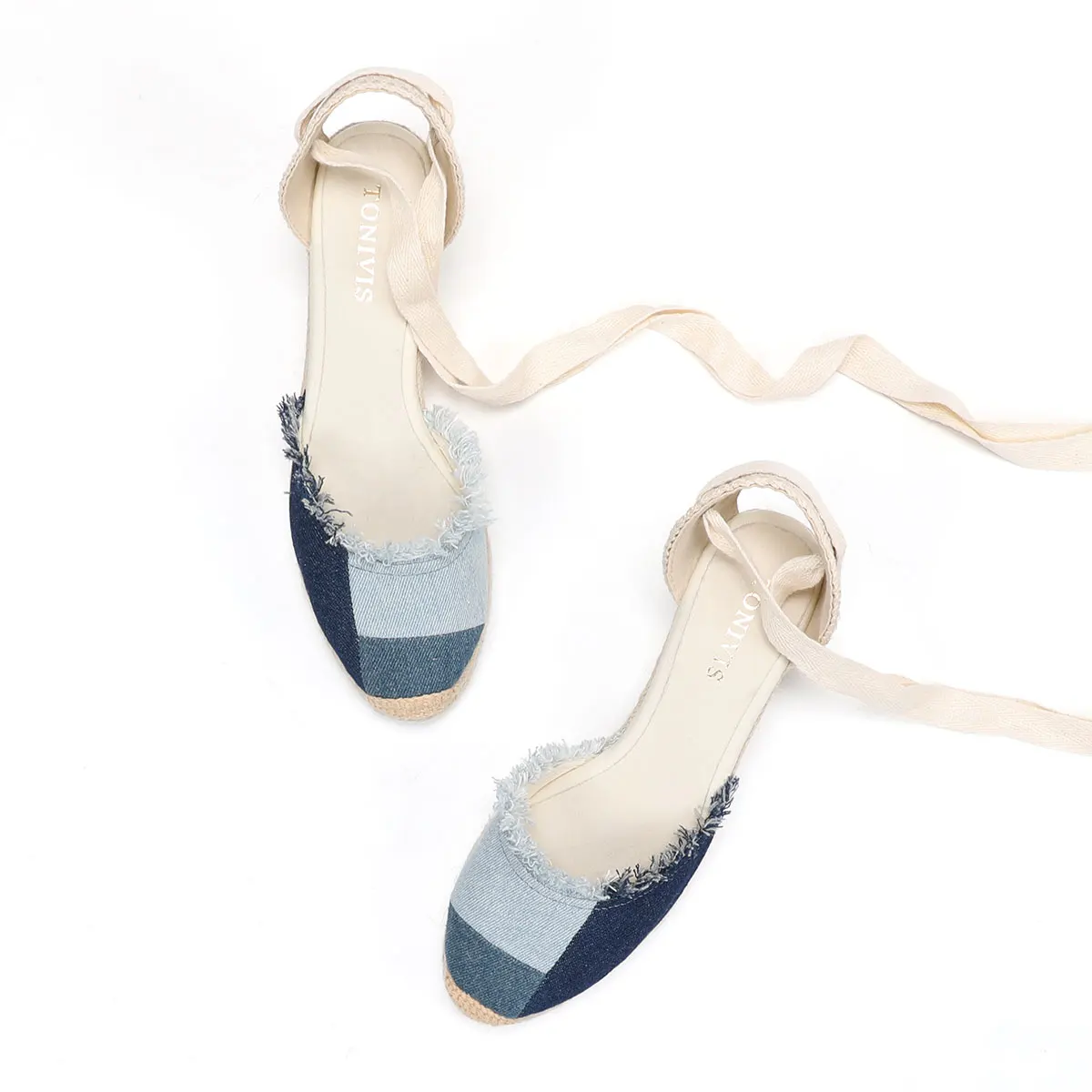 Wedge Low Heels Sandals For Women 2022 Promotion Sale Denim