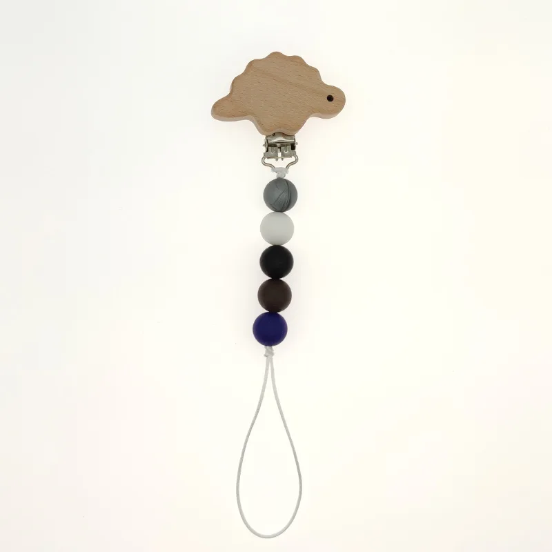 Safety Wooden Baby Infant Toddler Pacifier Silicone Soother Nipple Clip Chain Holder Strap Baby Chew Toy for Baby