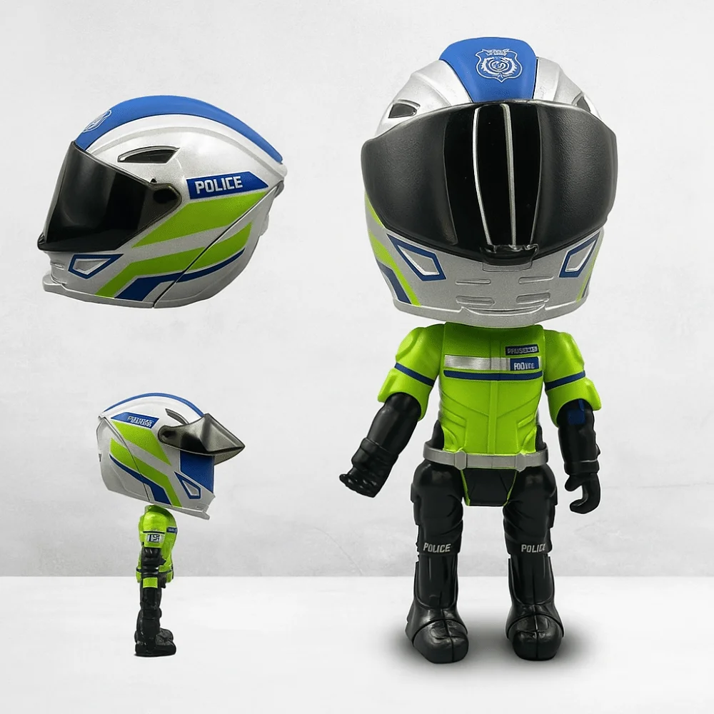 Transforming Helmet Simulated Motorcycle Rider Doll Action Figure Movable Limbs Alloy Motorcycle Helmet Toy Cool Joint Mobility