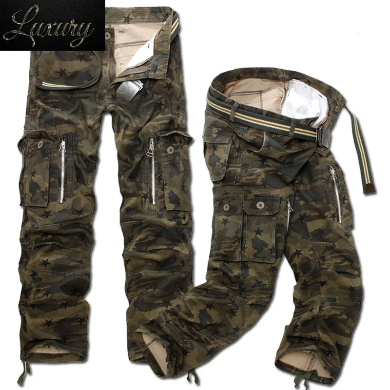 

Fashion Camouflage Printed Military Cargo Pants Men Loose Baggy Tactical Trousers Casual Cotton men Multi Pockets Big size 40