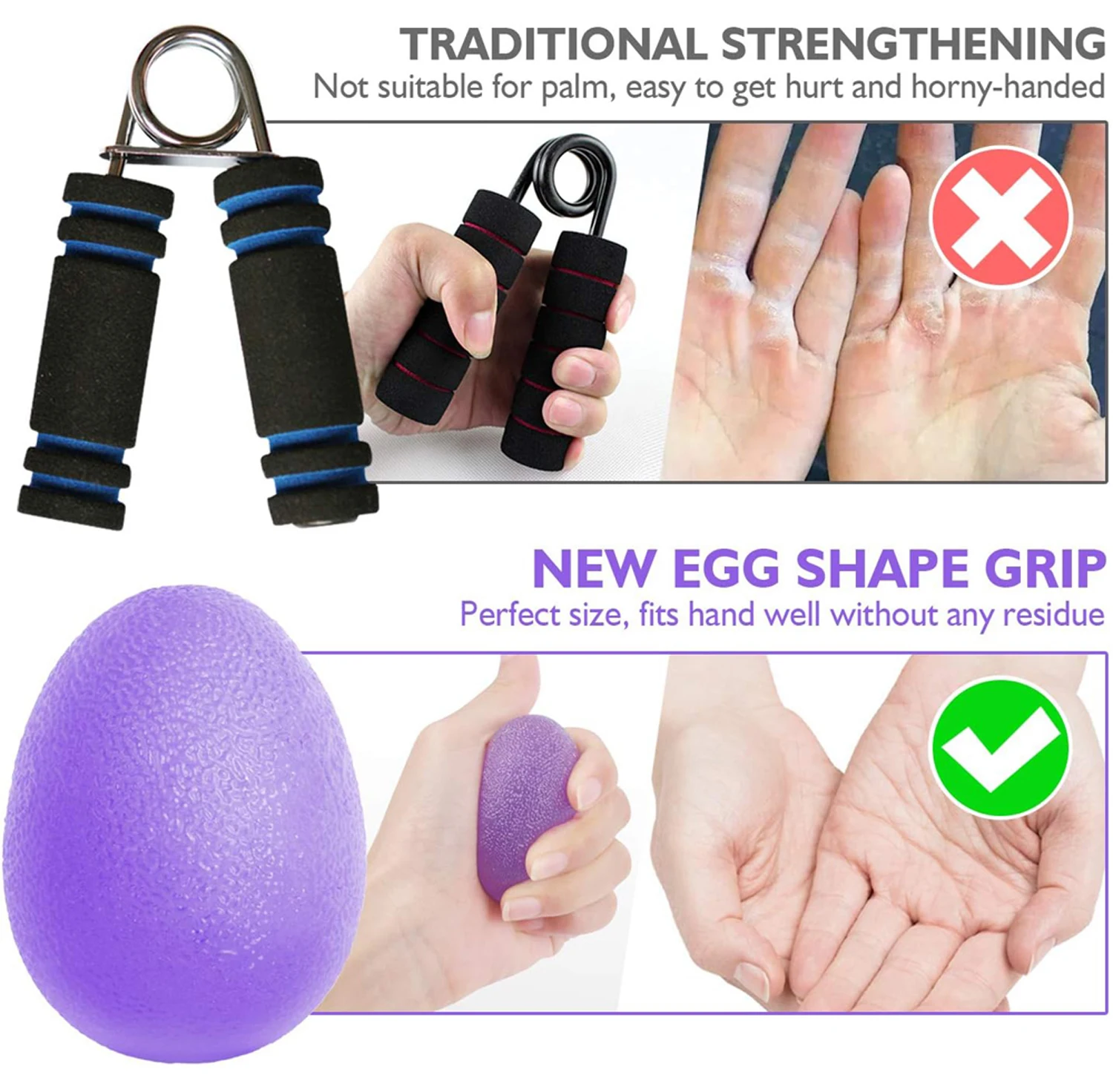 Description Picture 6 of itemSilicone Hand Grip Ball Egg Gym Fitness Finger Heavy Exerciser Strength Muscle Recovery Gripper Trainer Stress Reliever Squeezer