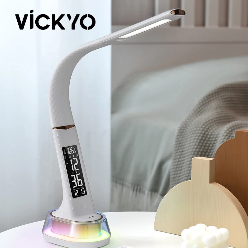 

VICKYO Multi-functional Led Desk Lamps USB Charging With Calendar Clock Touch Reading Night Lights For Kids Bedroom Study Works