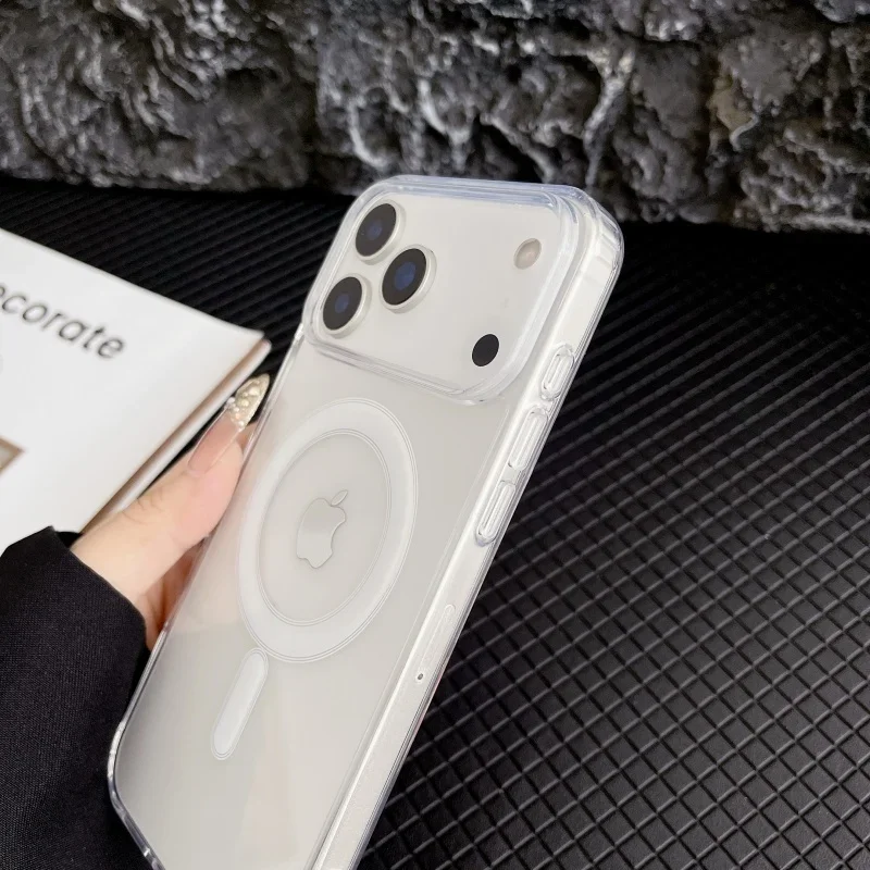 Sleek Transparent Magnetic Phone Case with Wireless Charging Support