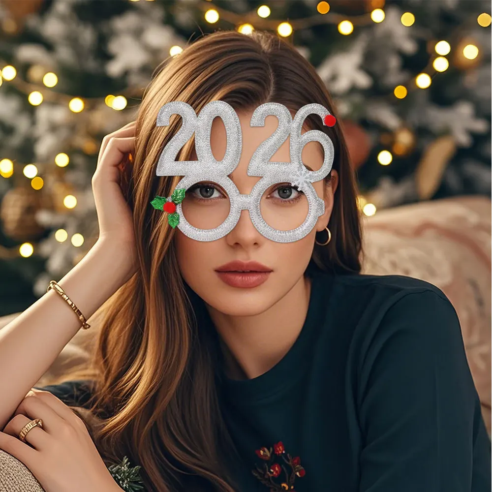 2026 New Year Headband Kids Adult Glitter Hair Accessories Funny Glasses Photo Props Christmas Decoration 2026 New Year Gifts