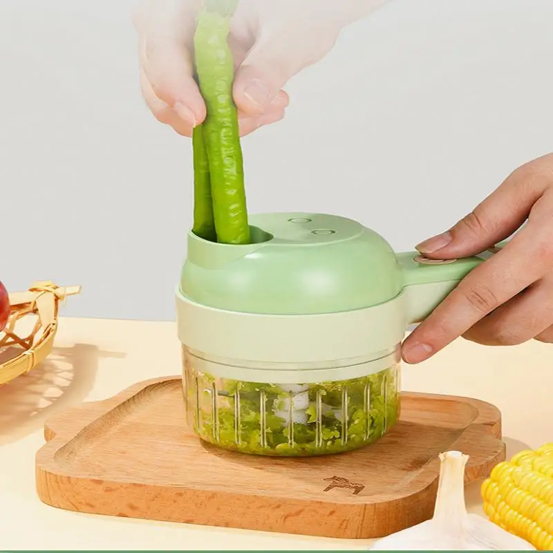 4 In 1 Handheld Vegetable Cutter Set Wireless Electric Garlic Mud