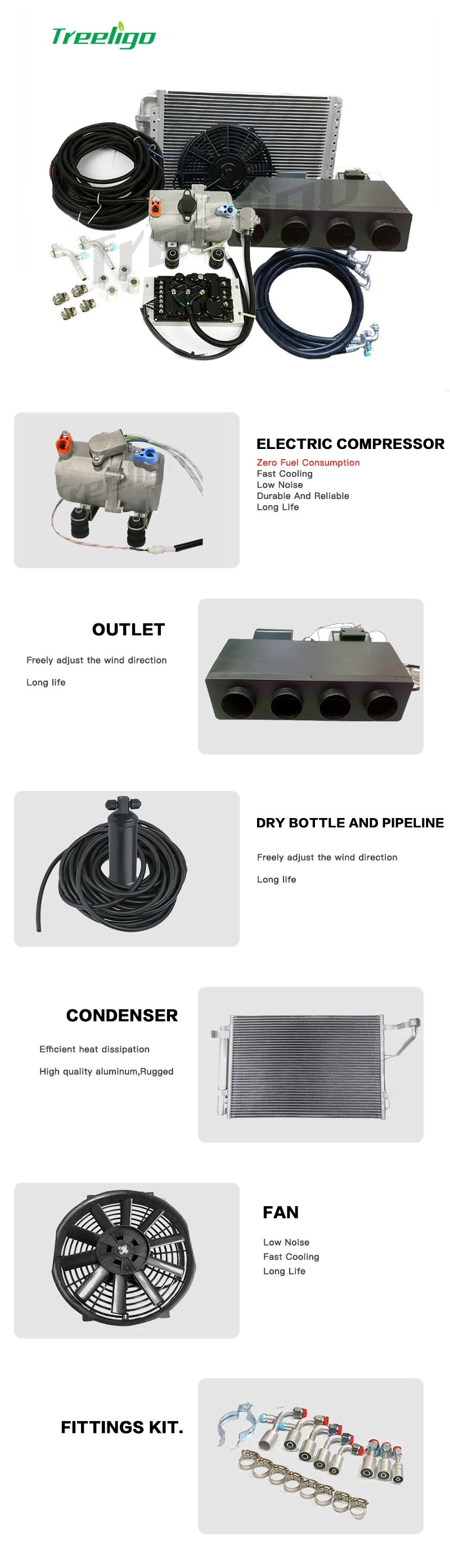 Description Picture 4 of itemUniversal 12V A/C air conditioner electric compressor under dash 4 circle holes for classic car electric air conditioning set