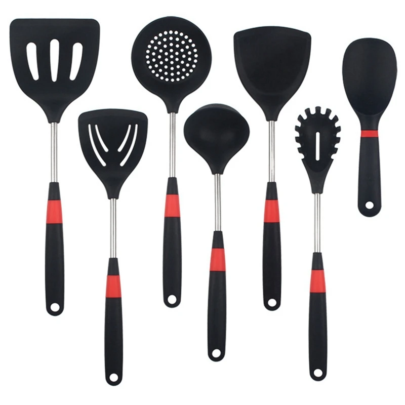 

7Pcs Silicone Kitchen Utensils Set Cooking Tools Kitchenware Spoon Spatula Egg Beaters Gadget Cookware Accessories