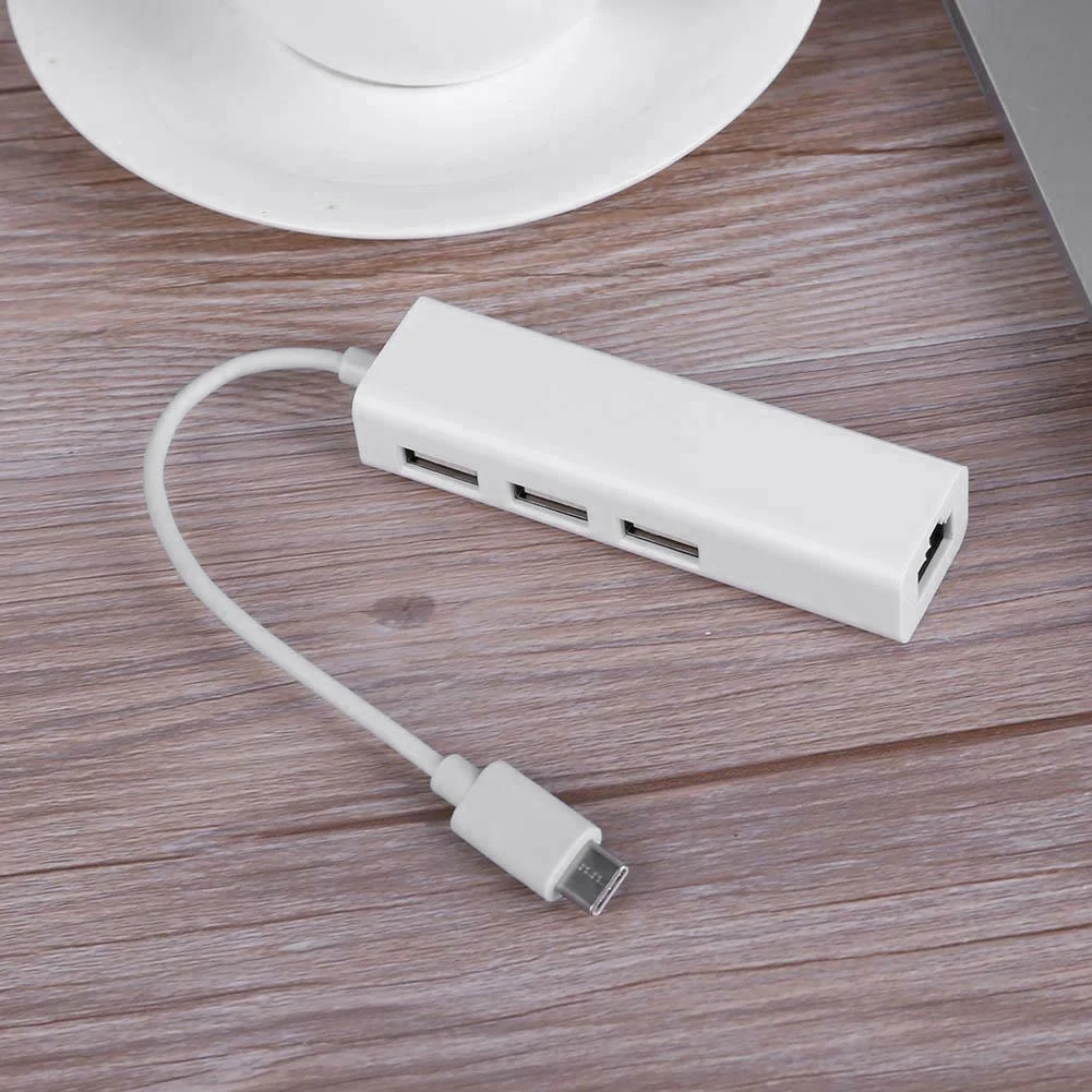 USB-C USB 3.1 C타입-USB RJ45 이더넷 랜 어댑터 허브 케이블, 맥북 PC용